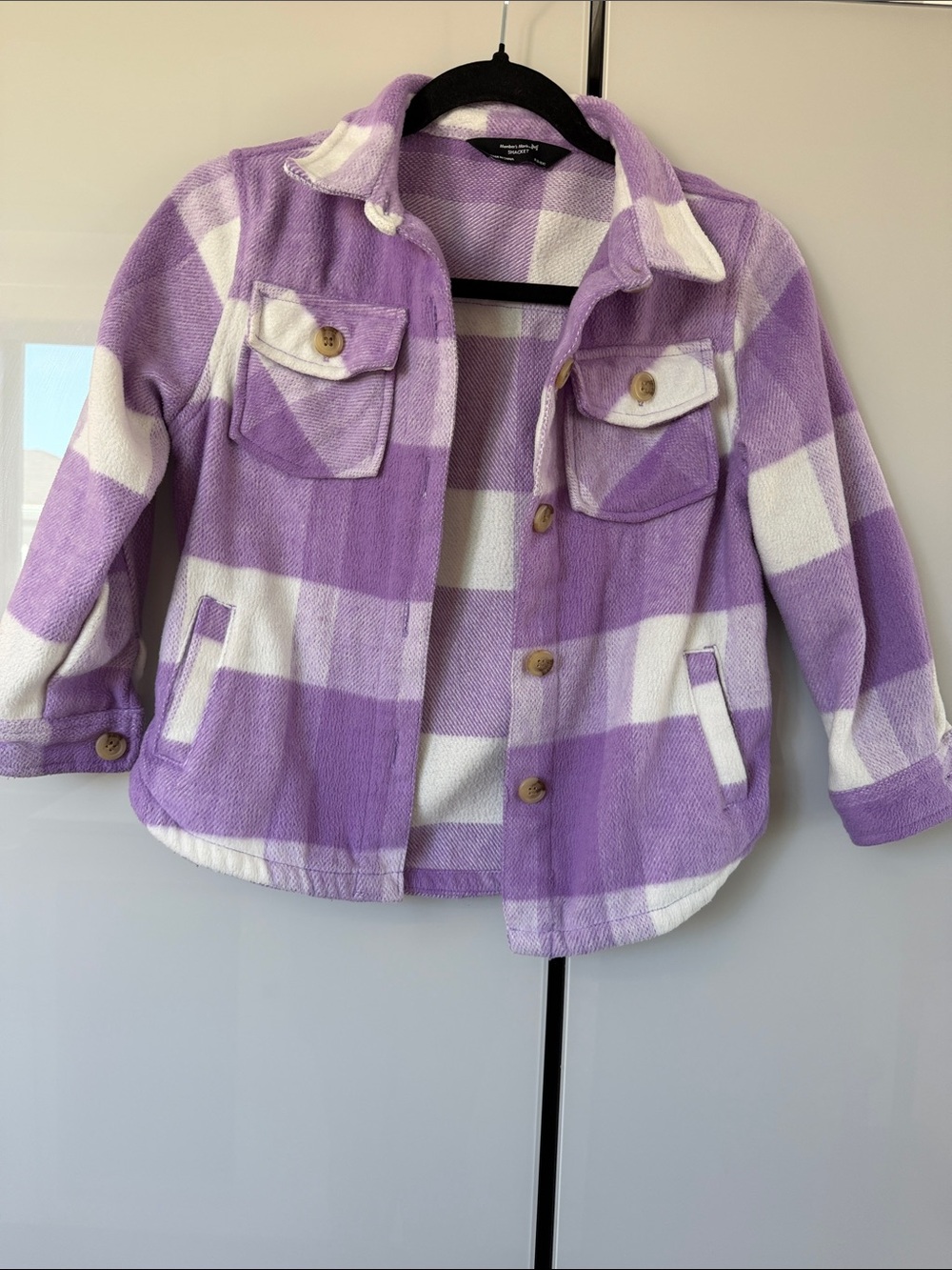 Girls' Lavender & White Plaid Button-Front Jacket - Unbranded
